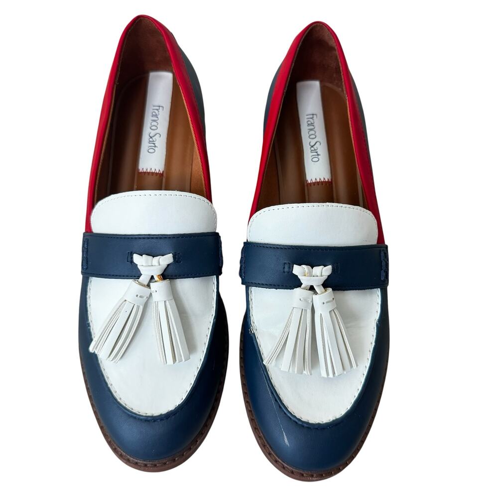 Franco Sarto Carolyn Loafer Shoe Red White and Blue Size 9.5 - Picture 3 of 11